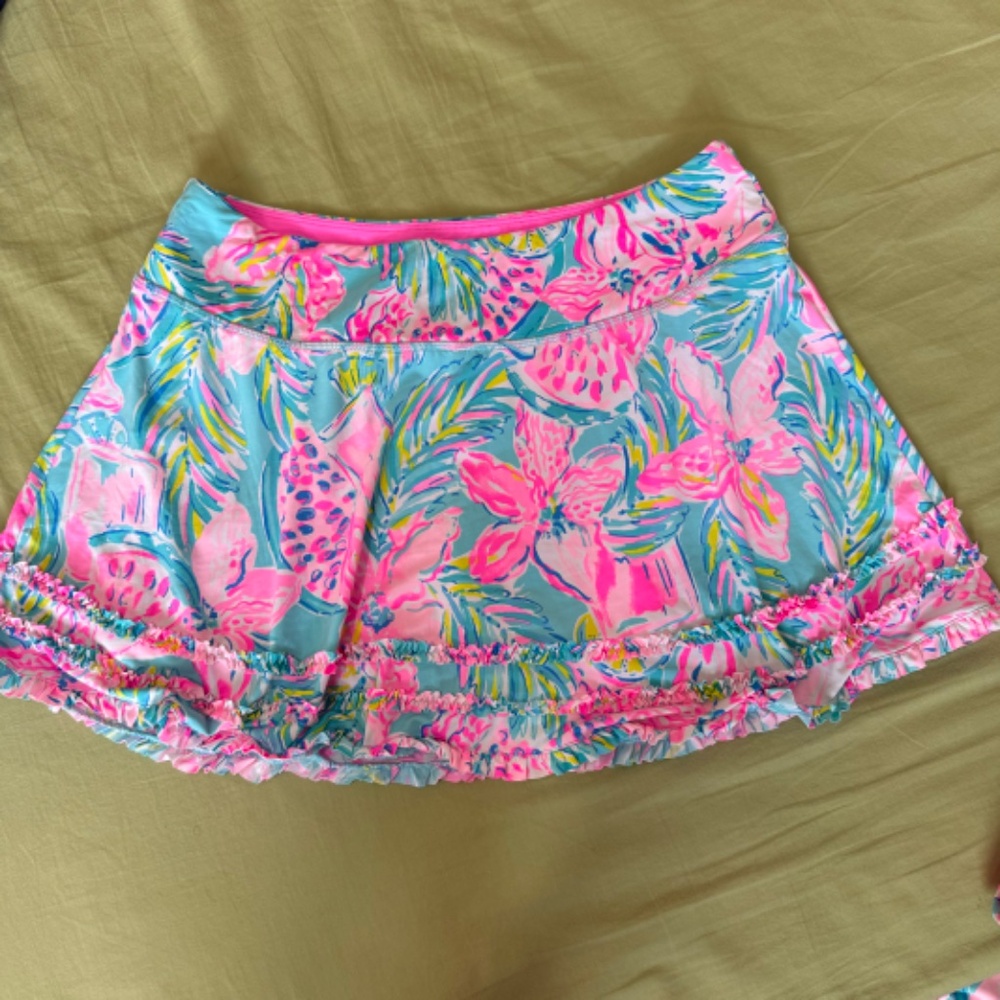 Lilly Pulitzer Fionna Skort Luxletic Turquoise Oasis Golden Hour Size XL & L